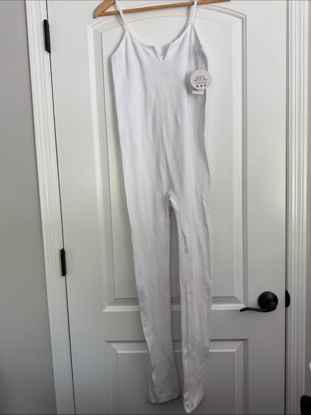 FCT Women’s White Ribbed Jumpsuit Size Large New w/ tag